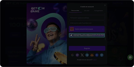 Confirm age and terms betongame