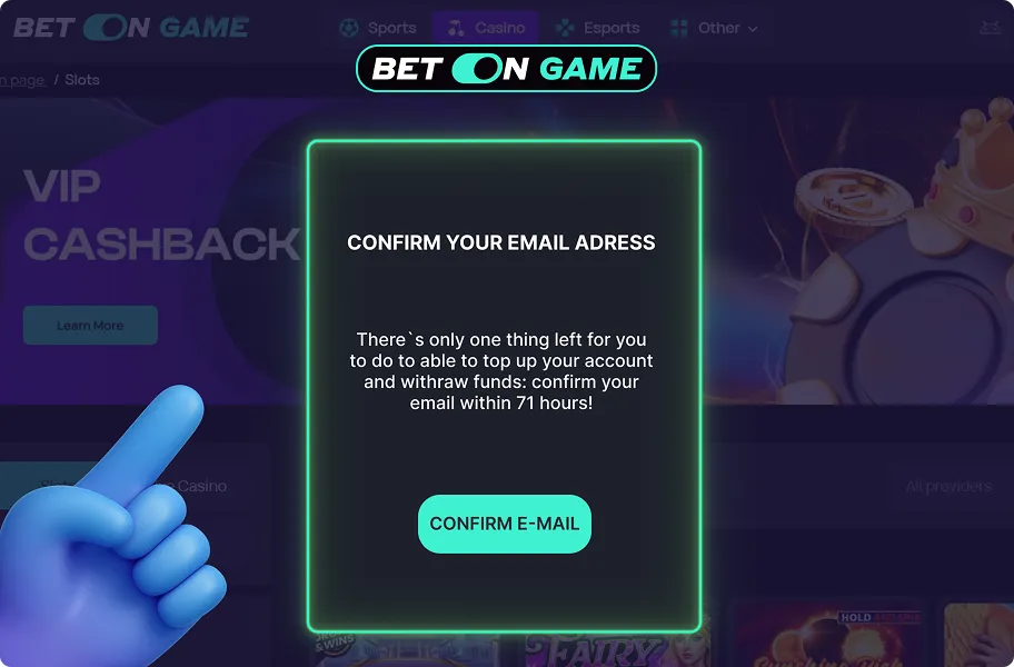 BetOnGame Registration Process step 5