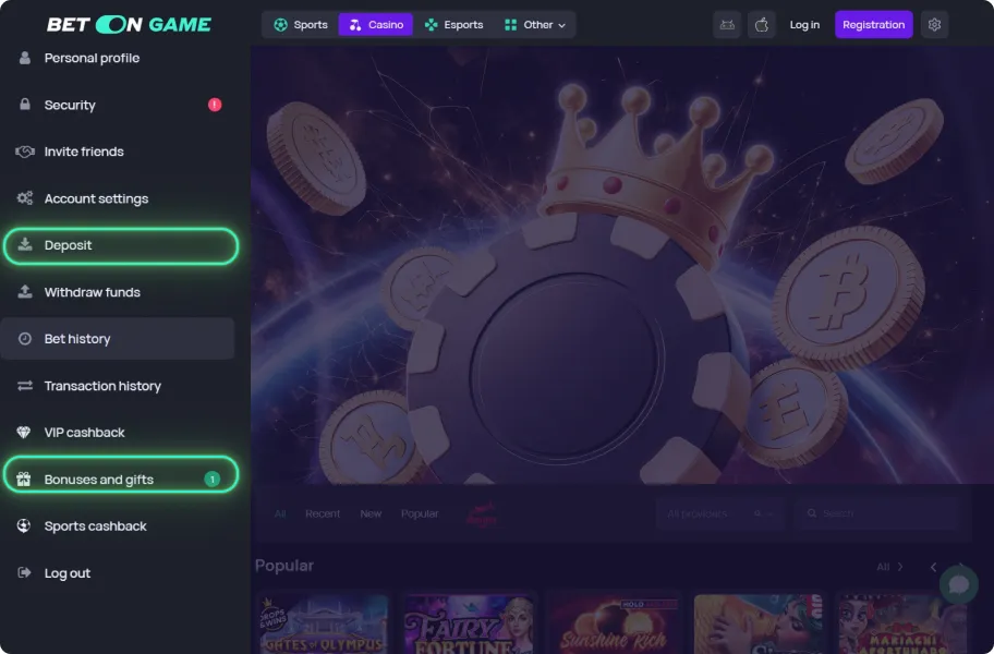 Navigate to the cashier section