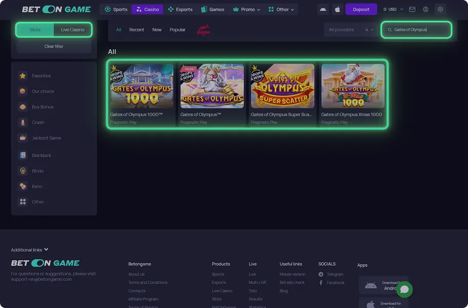 How to Start Playing at BetOnGame step 3