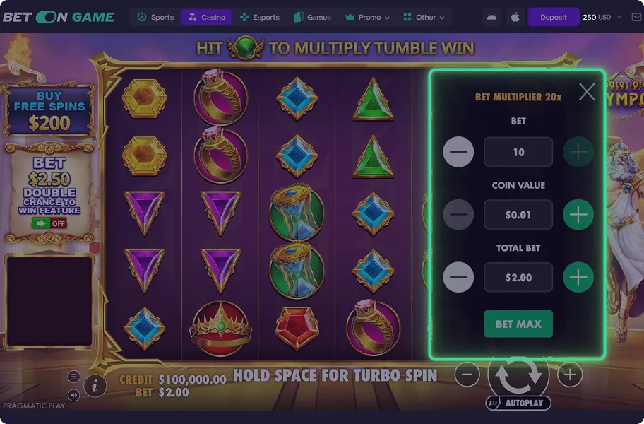 How to Start Playing at BetOnGame step 4